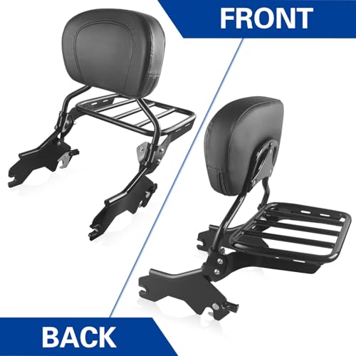 Detachable Backrest Sissy Bar Pack of Sport Luggage Rack for Harley Softail Sport Glide Low Rider FLSB FXLR FXLRS FXLRST 2018-Later Black with Docking Hardware Kit (19") - size: 19"
