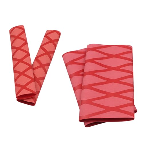 4 PCS Non-Slip Heat Shrink Motorbike Grips & Brake Grips Sleeve, Diamond Grid Rubber Handlebar Grip Cover, Shockproof Handlebar Protector, Universal for Dirt Bike, Scooter (Red) - color: Red