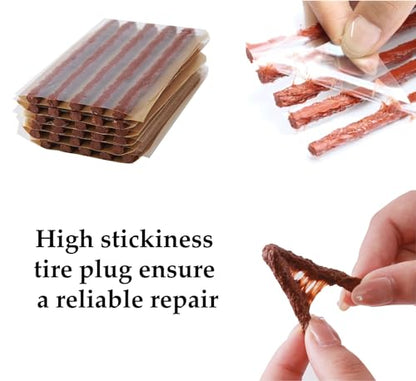 Tire Plugs 30pcs, Rubber Tire Sealing Strip Automotive Tire Puncture Repair Tool 4" x 1/4" for Tubeless Tires (30, Brown)