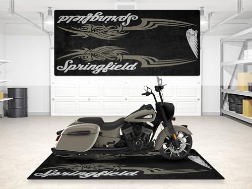 MPM Motorcycle Mat for Springfield Washable Non-Slip Oil & Water Resistant Parking Pitmat for Garage, Showroom, Workshop Use | Dark Horse Quartz Gray - Size 2: 102 x 47/260 x 120 cm - color: Dark Horse Quartz Gray, size: Size 2: 102 x 47 "/ 260 x 120 cm