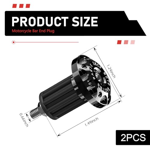 2 PCS Motorcycle Bar End Plugs, 7/8" Anti-vibration Balance Weight Grip Cap, Alloy Rustproof Handlebar End Plug, Modified Replacement for E-bike Scooter Off-road Motorcycle (Black) - color: Black