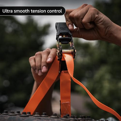 JACO Ratchet Tie Down Straps - 1 inch x 15 ft (Pack of 4) | 1,823 lbs (Orange) - color: Orange