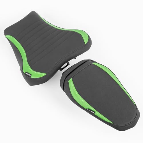 Motorcycle Driver Rider Rear Passenger Seat fit for Z900 Z 900 2017 2018 2019 2020 2021 2022 2023 2024 Pressure Relief Soft Pillion Saddle Cushion Pad, Green - color: Front & Rear - Green