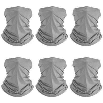 Geyoga 6 Pieces Summer UV Protection Cooling Neck Gaiter Face Clothing Neck Gaiter Mask Scarf Sunscreen Breathable Bandana - color: Dark Grey