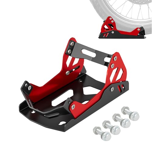 Motorcycle Wheel Chock for Transportation,Portable Adjustable 1800 lbs Capacity Special Front Tire Stand for 8"-21" Wheel Universal for Most Crusier Sports Dirt Bikes Trailer Truck - color: Red