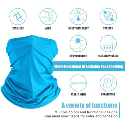 Geyoga 6 Pieces Summer UV Protection Cooling Neck Gaiter Face Clothing Neck Gaiter Mask Scarf Sunscreen Breathable Bandana - color: Multicolor