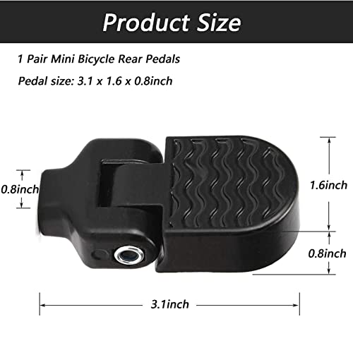 LOOEEL 1 Pair Mini Bicycle Rear Pedals Folding Rear Seat Footrest Pedals Cycling Accessories for Mountain Bike,Folding Bicycle