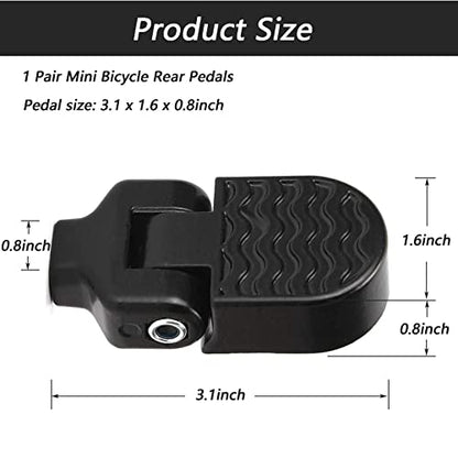 LOOEEL 1 Pair Mini Bicycle Rear Pedals Folding Rear Seat Footrest Pedals Cycling Accessories for Mountain Bike,Folding Bicycle