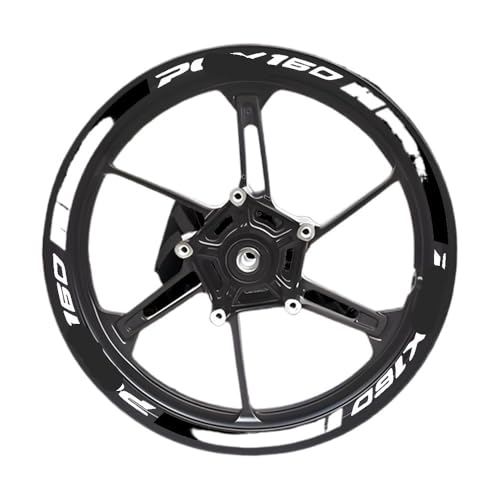 Wheel Stickers for PCX 160 Pcx160 2022 14'' Inches Motorcycle Wheel Hub Sticker Decal Reflective Rim Stripe Tape Accessories Waterproof Decals(Set-Reflective White) - color: Set-reflective White