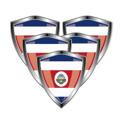 Costa Rica Flag Decal Sticker - Costa Rican Flags Shield Shape Reflective Vinyl Car Stickers - for Car Window Bumper Laptop Waterproof Sticker (5Pcs) - color: Costa Rica