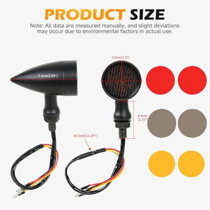 Rich Choices 2pcs Black 15 LED Motorcycle Stop Brake Running Turn Signal Indicator Amber Lights For Harley Honda Chopper (Black with net-Amber Light) - color: Black with net-Amber Light