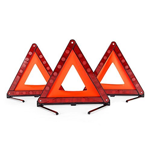 DEDC Warning Triangle, Foldable Safety Triangle, Triple Warning Kit, Warning Triangle Reflector, Roadside Hazard Sign, Triangle Symbol for Emergency with Storage Bag (3 Pack) - size: 3 Pack
