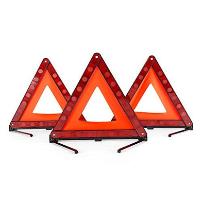 DEDC Warning Triangle, Foldable Safety Triangle, Triple Warning Kit, Warning Triangle Reflector, Roadside Hazard Sign, Triangle Symbol for Emergency with Storage Bag (3 Pack) - size: 3 Pack