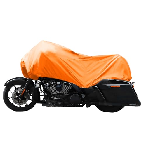 Motorcycle Cover Lightweight Half Cover Outdoor Waterproof Rain Dust Protector Orange XL Size for Most Full Dress Touring Cruiser Replace Parts