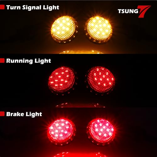TSUNG 2PCS Motorcycle Rear Turn Signals LED Bullet SMD Blinkers Tail Light Small Indicators Universal for Cruiser Chopper Bobber Cafe Racer Street Bike (SMD-Black-Red&Amber) - color: SMD-Black-Red&Amber