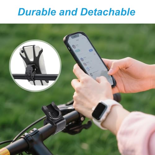 Kinizuxi Bike Phone Mount,360°Rotation Detachable Handlebar of Motorcycle Phone Mount,Adjustable Silicone Bike Phone Holder Compatible for iPhone,Android Cell Phones(Black) - color: One Black