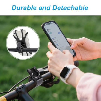 Kinizuxi Bike Phone Mount,360°Rotation Detachable Handlebar of Motorcycle Phone Mount,Adjustable Silicone Bike Phone Holder Compatible for iPhone,Android Cell Phones(Black) - color: One Black