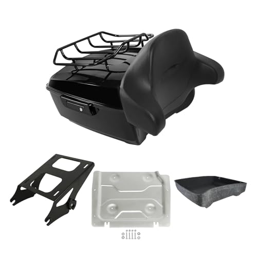 Gloss Black King Tour Luggage Trunk Backrest w/Mount Rack Plate Fit for Harley 2014-2025 Touring Models Road Glide Road King Road Glide Street Glide Electra Glide CVO - color: A Style#4 King Trunk Backrest