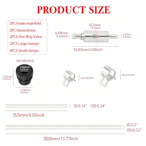 2 Set Brake Bleeder Hose Kit with One Way Check Valve, Universal Brake Bleeding Tool for Motorcycle Car Truck SUV, Includes Rubber Hoses Clamps Dust Caps for Brake Fluid Bleeder System - size: 2 Sets