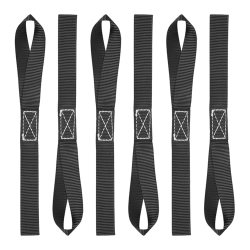 PATIKIL 1" x 11.8" Soft Loop Tie Down Straps, 6Pcs Heavy Duty Motorcycle Handlebar Strap Fastening Tie Down Loops for Securing ATV UTV Truck Scooters Lawn Garden Equipment, Black - color: Black, size: 1" x 11.8"