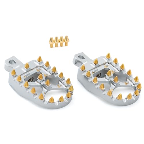 Motorcycle Foot Pegs MX Wide Pegs Floorboards for Dyna Fat Bob Touring Road Glide Road King Street Glide Electra Glide Sportster XL XR 883 Softail Streed Bob Fat Boy Universal (Chrome Gold) - color: Chrome Gold