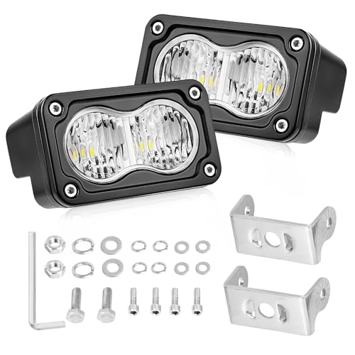 LED Pods, AKD Part 3 Inch Flood CREE LED Off Road Lights 40W Small Driving Light Pods Backup Reverse Lights Fog Pod Light 2 Packs for Truck Pickup Motorcycle UTV ATV SUV Dirt Bike Surron - color: White