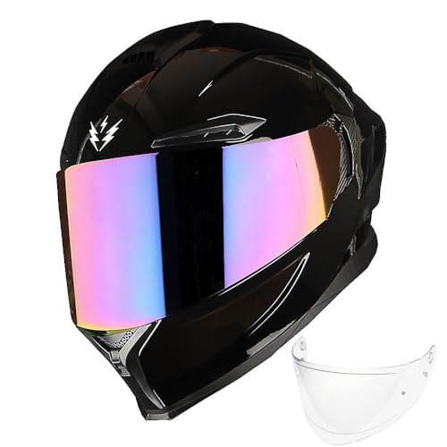 1Storm Motorcycle Full Face Helmet DOT Adults Street Bike Dual Visor Sun Inner Shield with One Extra Clear Shield: Glossy Black - color: A Tinted Glossy Black + Clear Shield, size: Medium