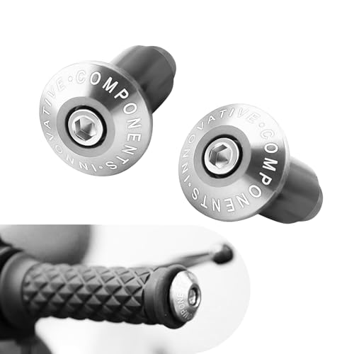 2 PCS Motorcycle Handle Bar End Plugs, Anti Vibration Grip Counterweights, Rust-Proof Protection Handlebar Grips Cap, Universal Modified Accessory for Most Motorcycles Dirt Bike (Silver) - color: Silver