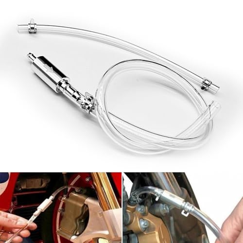 2 PCS Motorcycle Brake Bleeder Hose Kit, Vehicle Clutch Drained Bleeder Tool, Universal Filler Pipe Clutch Hydraulic Brake One-Way Check Valve, Durable Repair Accessories (Silver)