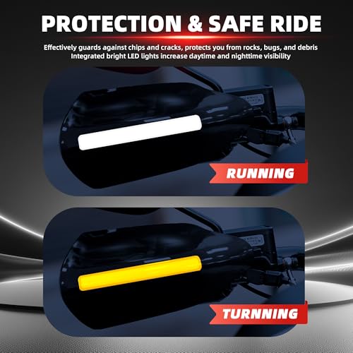 FATECIM Motorcycle Handguards Hand Guards with LED Lights DRL Indicators for Harley 1996-2025 Sportster Dyna Touring Street Road Electra Glide Road King Softail Street Bob Low Rider S Fat Boy (Black)