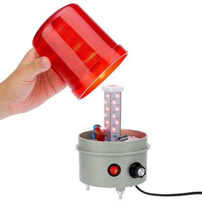 QWORK Industrial LED Rotating Warning Light, 110V AC Red Beacon Strobe for Public Emergency Alarms, Safety Siren Adjustable Volume
