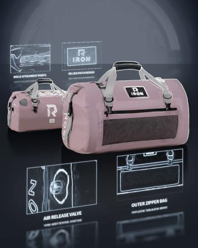 IRON JIA'S Motorcycle Dry Bag - Waterproof Duffle & Luggage Tail Bag Saddle Bags with Roll Top Closure, Shoulder Straps, Inner Pocket and Mesh Pocket (Purple, 30L) - color: Purple, size: 30L