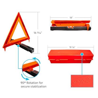United Pacific 99251 Emergency Warning Triangle Kit (Set of 3 Triangles) w/Case, No Skid Rubber Feet, DOT FMVSS 125 – ONE Kit (Set of 3 Triangles w/Case)