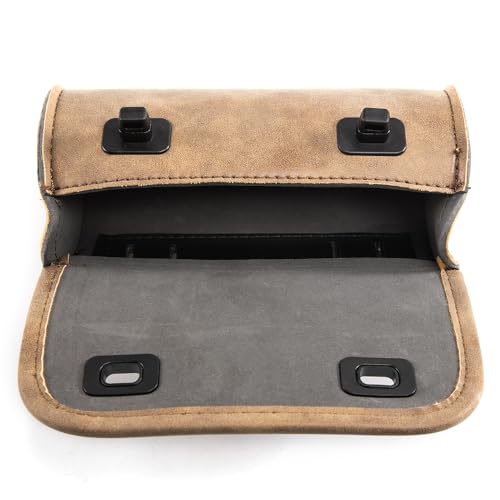 Mini Motorcycle Handlebar Bag Saddlebag Roll Tool Bag for Cafe Racer Bobber Chopper Storage pouch (Brown) - color: Brown