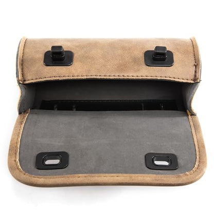 Mini Motorcycle Handlebar Bag Saddlebag Roll Tool Bag for Cafe Racer Bobber Chopper Storage pouch (Brown) - color: Brown