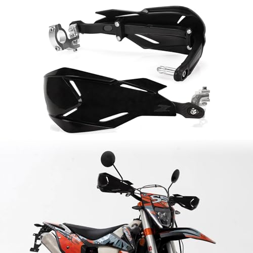 XIGNWU Universal Dirt Bike Handguards,with 7/8 22mm and 1 1/8 28mm Mounting Kits, Windproof Hand Guards Handlebars Protection for Light Bee Sur Ron X Sur Ron S Most Motocross ATV Pit Bike Quad - color: black