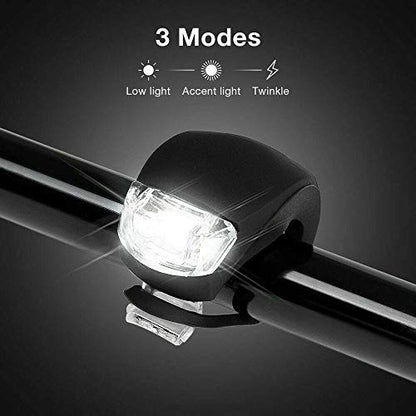 2 Pcs Silicone Bike Lights Set (Front White & Rear Red), Super Bright LED Bicycle Clip-on Lights for Night Riding, 3 Light Modes, Waterproof Quick Release Cycling Safety Warning Lights
