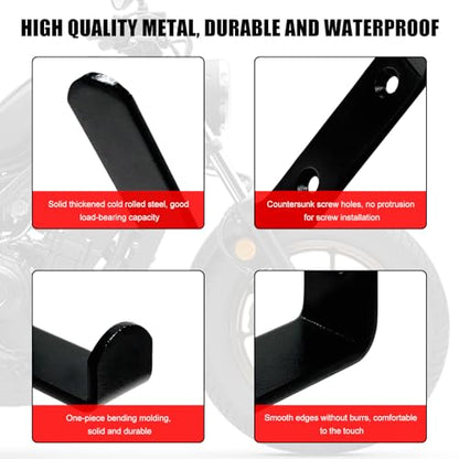 4PCS Motorcycle Helmet Holder Hook, Wall Mounted Motorbike Jacket Display Rack with Mounting Screws, Heavy Duty Metal C Style Double-Hook Rack for Helmets Clothes Bags