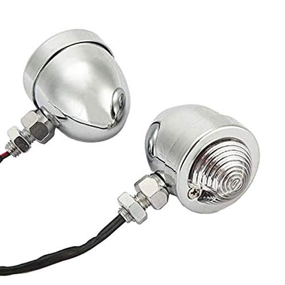 Motorcycle Turn Signals 2pcs Chrome Front Rear Turn Signals 12V with Bullet Shape and Amber Lights Fit Universal Fit for Harley Honda Yamaha Dukati Suzuki Kawasaki - color: Silver