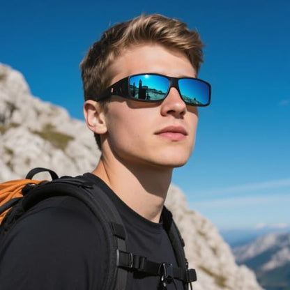 Wzerry Sunglasses Fit Over Glasses Polarized for Men Women, Wrap-Around Glasses UV400 Protection for Driving and Outdoor - color: Black/Grey + Black/Blue + Transparent Grey/Blue