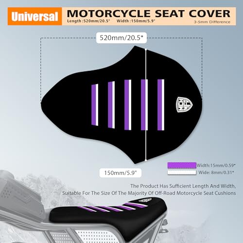 Ribbed Ebike Seat Cover Compatible with Ridstar Q20 Electric Bike Non-Slip Waterproof Anti-UV Protect Seat Cushion (Purple White) - color: Purple White