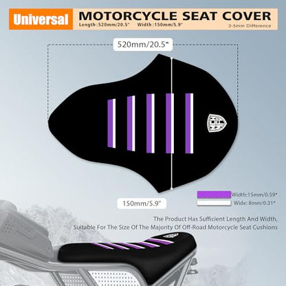 Ribbed Ebike Seat Cover Compatible with Ridstar Q20 Electric Bike Non-Slip Waterproof Anti-UV Protect Seat Cushion (Purple White) - color: Purple White