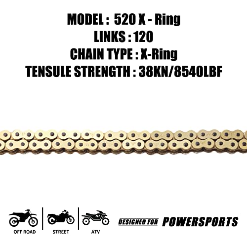Gold 520 X-Ring Chain + Chain Breaker,120Links With Connecting Master Link - size: 120