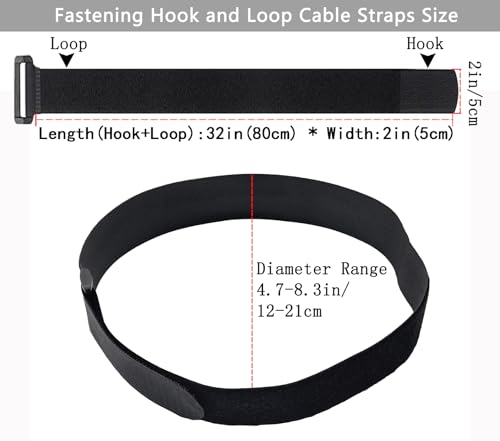 6 Pack (32 x 2 Inch) Reusable Fastening Cable Straps,Adjustable Multi-Purpose Hook and Loop Straps Nylon Cable Ties for Wire Cable Management Home Office Garage Outdoor Organization - size: 32'' x 2'' (Black)