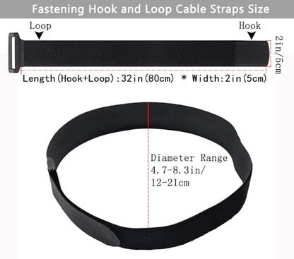 6 Pack (32 x 2 Inch) Reusable Fastening Cable Straps,Adjustable Multi-Purpose Hook and Loop Straps Nylon Cable Ties for Wire Cable Management Home Office Garage Outdoor Organization - size: 32'' x 2'' (Black)
