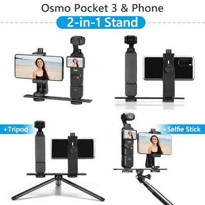 Accessories Kit for OSMO Pocket 3/Pocket 4, SGIP 2-in-1 Stand, Organizer Bag, Hard Shell Case,Selfie Stick,Tripod,Magnetic Mount,Mobile Phone Holder, Screen Protector, Accessories for OSMO Pocket 3 4