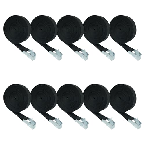 1" X 196" Lashing Strap, 10 Pack Cam Buckle Tie Down Straps for Securing Luggage, Cargo, Bicycles, Motorcycles, Black - size: Black 1" x 196"