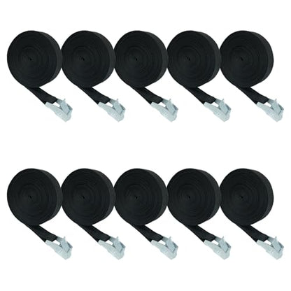 1" X 196" Lashing Strap, 10 Pack Cam Buckle Tie Down Straps for Securing Luggage, Cargo, Bicycles, Motorcycles, Black - size: Black 1" x 196"