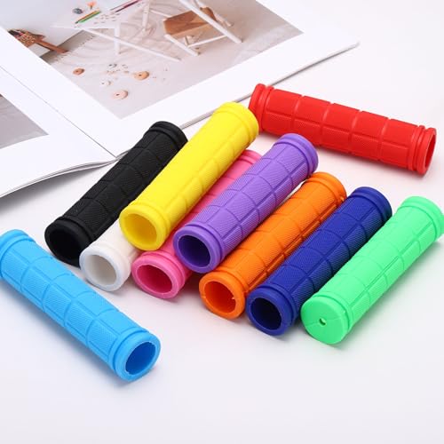 2 Pair Soft Rubber Handlebar Grips, Bicycle Handlebar Grips Bike Handle Bar Wrap Non-Slip 4.5 Inch - Fitting for Mountain Bikes/Road Bicycles/Scooter - color: White/Pink