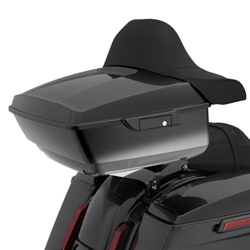 Advanblack 2025 Road Glide King Tour Trunk Pack Black Latch Wrap-Around Backrest Compatible with 1997-2025 Harley Touring Road Glide, Street Glide, Electra Glide (Raven Fade) - color: Raven Fade